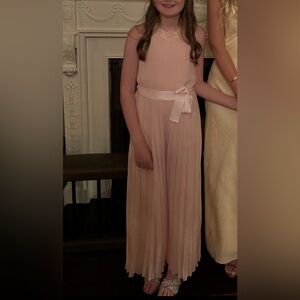 Lipsy girls light pink pleated jumpsuit with gorgeous flower details Age 11